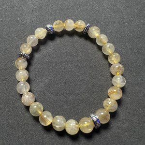 Golden Hair Crystal 6.5MM 15CM bracelets with 925 silver charm
